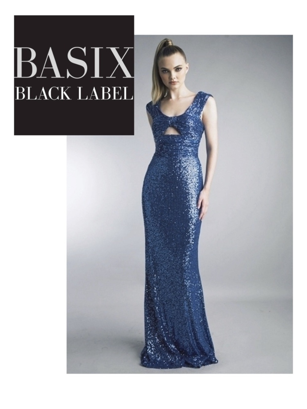 BASIX BLACK LABEL Sequin Keyhole Column Gown